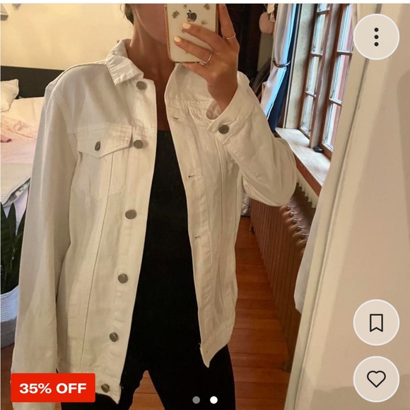 White Jean Denim Jacket - M - Picture 2 of 2